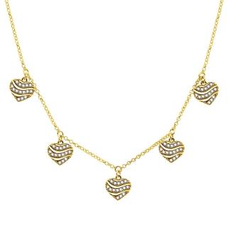 Brilio Silver Romantický pozlacený náhrdelník se srdíčky NCL11Y