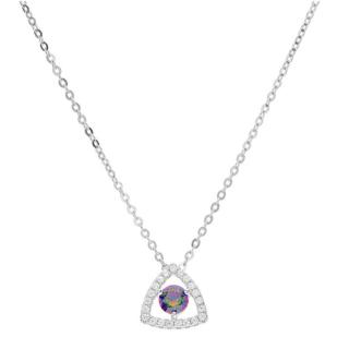 Brilio Silver Slušivý stříbrný náhrdelník s duhovým topazem Mystic Stone MP01594A