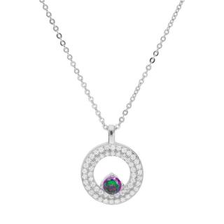 Brilio Silver Zářivý stříbrný náhrdelník s duhovým topazem Mystic Stone MP04957A