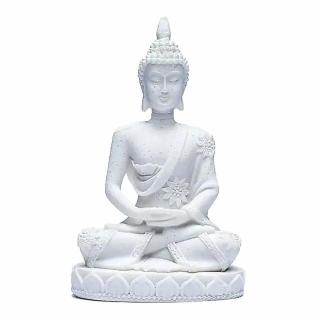 Buddha meditující thajská soška bílá 11 cm - výška cca 11 cm