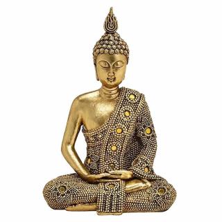 Buddha meditující thajská soška ve zlatém hávu 19 cm - výška cca 19 cm