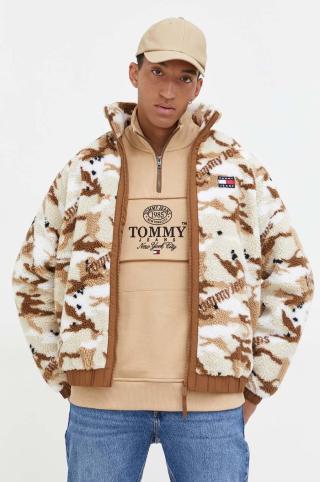 Bunda Tommy Jeans pánská, hnědá barva, přechodná