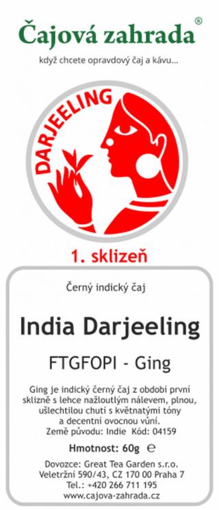 Čajová zahrada India Darjeeling FTGFOPI Ging - černý čaj Varianta: černý čaj 1000g
