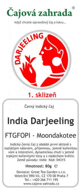 Čajová zahrada India Darjeeling FTGFOPI Moondakotee - černý čaj Varianta: černý čaj 1000g