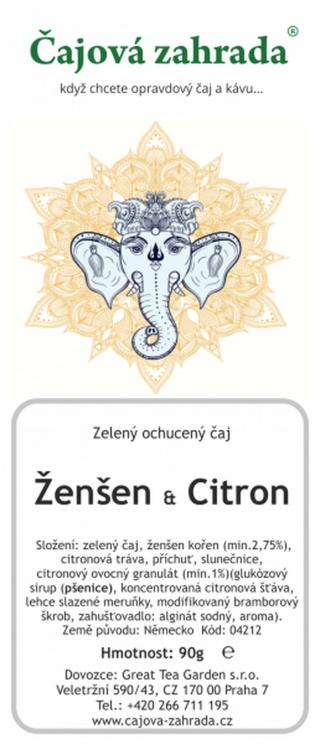 Čajová zahrada Ženšen & Citron - zelený ochucený čaj Varianta: zelený čaj 1000g