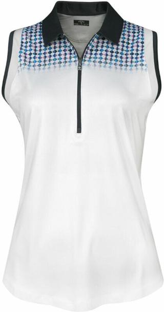 Callaway Womens Engineered Evanescent Geo Sleeveless Polo Brilliant White XL