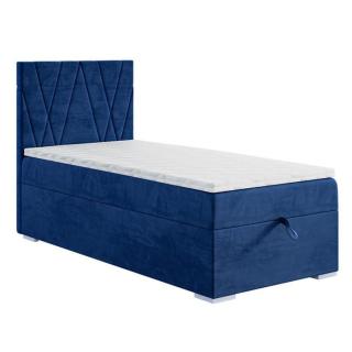 Čalouněná postel Kaya 90x200, modrá, vč. matrace, topperu a ÚP