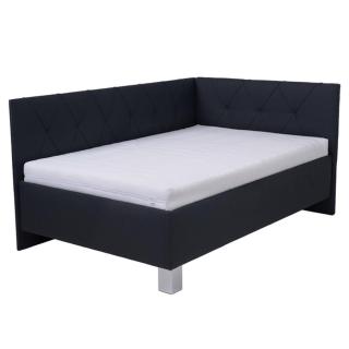 Čalouněná rohová postel AFRODITE černá, 90x200 cm