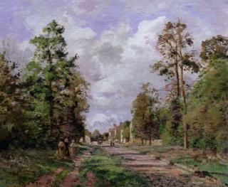 Camille Pissarro - Obrazová reprodukce The road to Louveciennes at the edge of the wood,