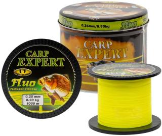 Carp expert vlasec v plechové doze uv fluo žlutý 1000 m - 0,30 mm 12,5 kg