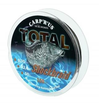 Carp´r´us splétaná šňůra total shock braid 100 m hnědá - průměr 0,30 mm / nosnost 13,6 k-průměr 0,30 mm / nosnost 13,6 kg