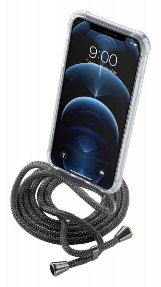 CellularLine Transparentní zadní kryt Neck-Case s černou šňůrkou na krk pro Apple iPhone 12 Pro Max NECKCASEIPH12PRMK - zánovní