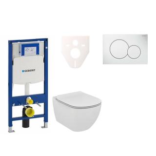 Cenově zvýhodněný závěsný WC set Geberit do lehkých stěn / předstěnová montáž+ WC Ideal Standard Tesi 111.300.00.5NE1