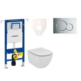 Cenově zvýhodněný závěsný WC set Geberit do lehkých stěn / předstěnová montáž+ WC Ideal Standard Tesi 111.355.00.5NE2