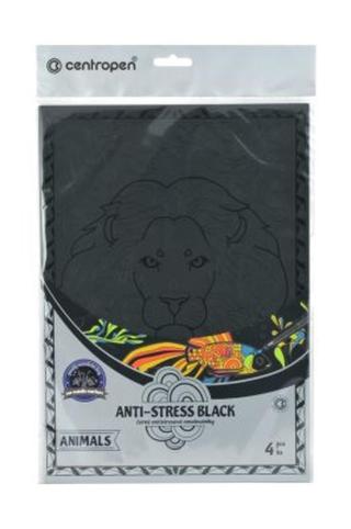 Centropen Antistress omalovánky Animals black 4 ks
