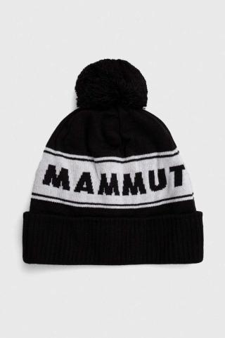 Čepice Mammut Peaks černá barva, z tenké pleteniny, vlněná