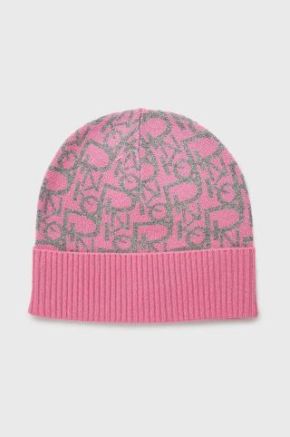 Čepice z vlněné směsi Pinko růžová barva, z tenké pleteniny