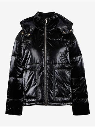 Černá dámská prošívaná lesklá bunda s odepínací kapucí Armani Exchange