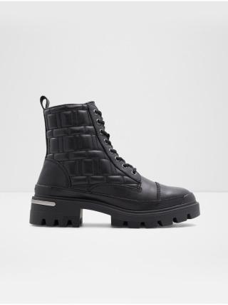 Černé dámské kožené kotníkové boty ALDO Quilt