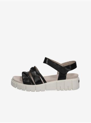 Černé dámské kožené sandály na platformě Caprice