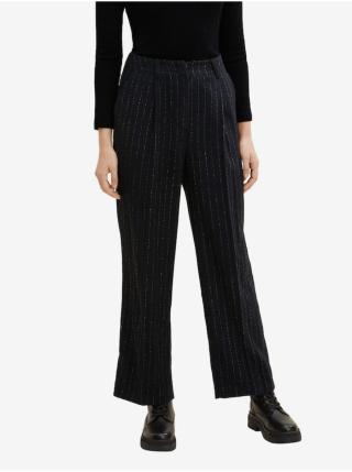 Černé dámské pruhované široké kalhoty Tom Tailor
