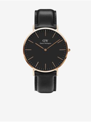 Černé pánské kožené hodinky Daniel Wellington Classic