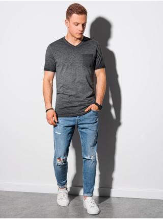 Černé pánské tričko bez potisku Ombre Clothing S1388