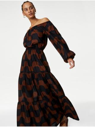 Černo-hnědé dámské vzorované maxi šaty Marks & Spencer
