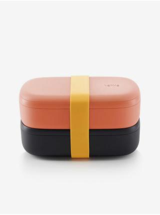 Černo-oranžový svačinový box Lékué LunchBox To Go