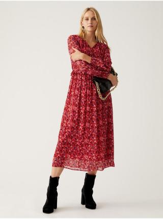 Červené dámské květované midi šaty Marks & Spencer