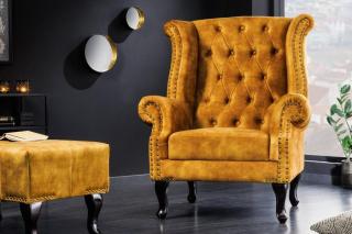 Chesterfield křeslo MIDAS Dekorhome Hořčicová,Chesterfield křeslo MIDAS Dekorhome Hořčicová