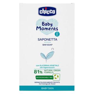 CHICCO Mýdlo na ruce tuhé s rostlinným glycerínem Baby Moments 81 % přírodních složek 100 g