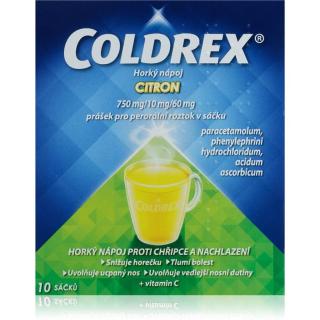 Coldrex Coldrex Horký nápoj Citron 750 mg/10mg/60mg prášek pro perorální roztok při chřipce a nachlazení 10 ks