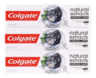 Colgate Bělicí zubní pasta s aktivním uhlím Naturals Charcoal Trio 3 x 75 ml