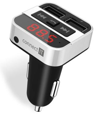 Connect IT InCarz Bluetooth transmitter, stříbrný, CCC-8800-SL - rozbaleno