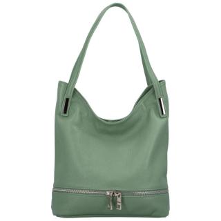 Dámská kožená měkká kabelka přes rameno světle zelená - ItalY Nellis