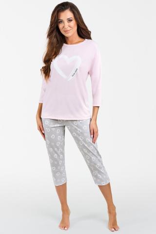 Dámské pyžamo Italian Fashion Noelie - třičtvrteční bavlněné Růžovo-šedá 2XL