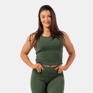 Dámské tílko Tank Top Ribbed Organic Cotton Dark Green S - NEBBIA