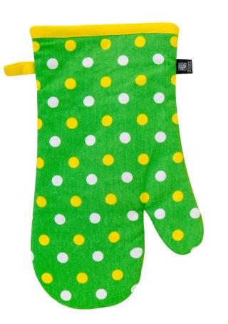 DÁREK, Kuchyňská bavlněná rukavice chňapka PRIMAVERA 1 kus, zelená/žlutá, 18x30 cm, 100% BAVLNA
