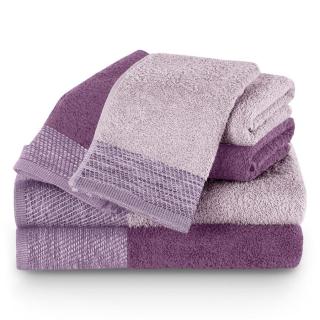 Dárkový set 6 ks ručníků 100% bavlna ARICA 2x ručník 50x90 cm, 2x osuška 70x140 cm a 2x ručník 30x50 cm fialová/švestková 460 gr Mybesthome