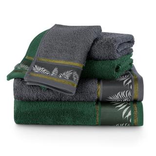 Dárkový set 6 ks ručníků 100% bavlna PANIOS 2x ručník 50x100 cm, 2x osuška 70x140 cm a 2x ručník 30x50 cm grafitová/zelená 460 gr Mybesthome