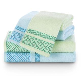 Dárkový set 6 ks ručníků 100% bavlna VOICE 2x ručník 50x100 cm, 2x osuška 70x140 cm a 2x ručník 30x50 cm mátová/modrá 460 gr Mybesthome