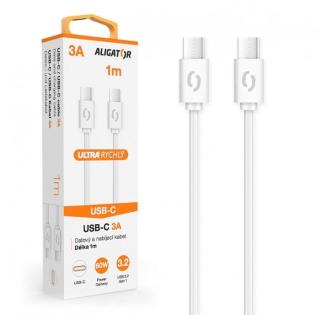 Datový kabel ALIGATOR POWER 3A, USB-C/USB-C, 1m, bílá