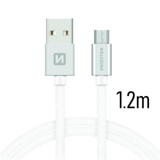Datový kabel Swissten Textile USB / microUSB 1,2m, silver