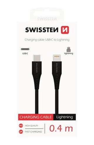 Datový kabel SWISSTEN USB-C / LIGHTNING 0,4m black