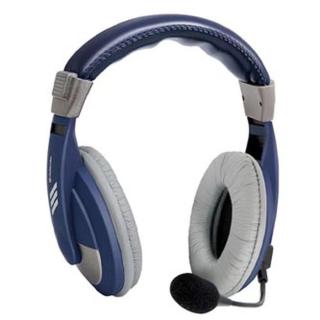 Defender Gryphon 750, sluchátka s mikrofonem, ovládání hlasitosti, modrá, uzavřená, 2x 3.5 mm jack