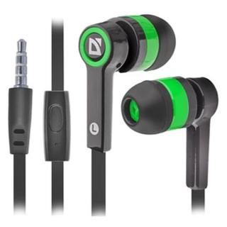 Defender Pulse 420, sluchátka s mikrofonem, bez ovládání hlasitosti, černo-zelená, špuntová, 3.5 mm jack