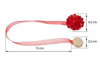 Dekorační ozdobná spona na závěsy s magnetem MILENA, červená, Ø 4,5 cm 2 kusy v balení Mybesthome
