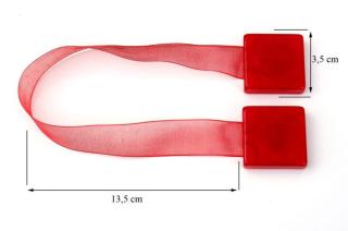 Dekorační ozdobná spona na závěsy s magnetem SAMY červená, 3,5x3,5 cm Mybesthome - cena je za 2 kusy v balení