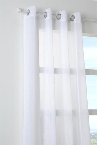 Dekorační záclona s kroužky režného vzhledu PALOMA bílá 140x260 cm  France